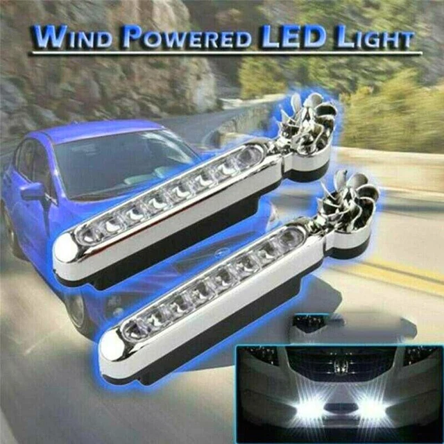 8 LED WIND Energy Car DRL Daylight Running Lights No External Power