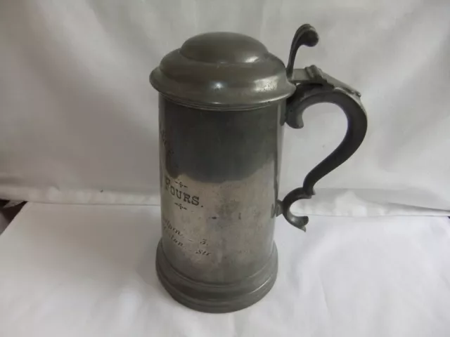 Antique Pewter Lidded Tankard BALLIOL COLLEGE MORRISON FOURS 1884 21x11.5 cm