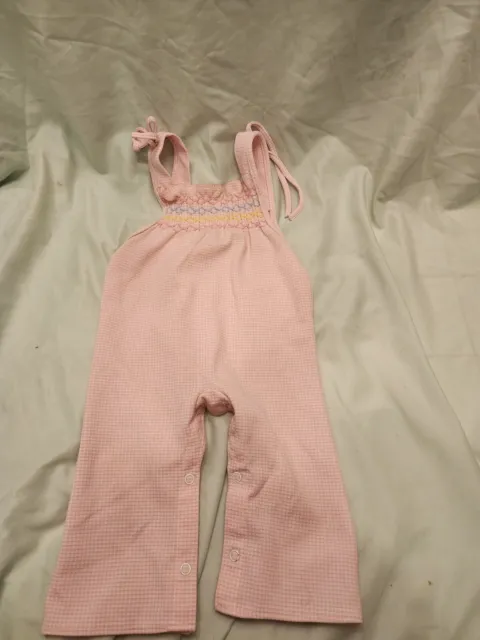 Vintage Carter's Overalls Jumper Pink Checked Size 12 Months Baby Girl