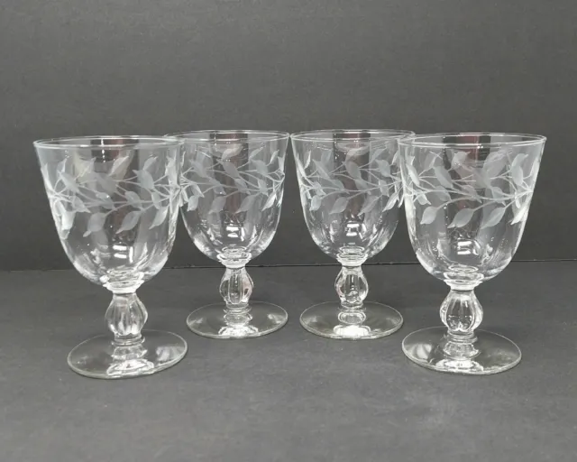 Set Of 4 Libbey Glass Laurel Classic Water Goblets Glasses MCM 1950's