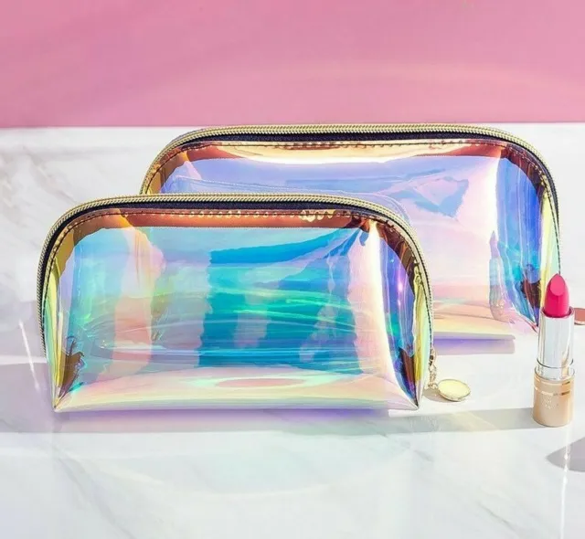 Waterproof PVC Clear Makeup Bags For Ladies Solid Pattern Laser Cosmetic Bag New