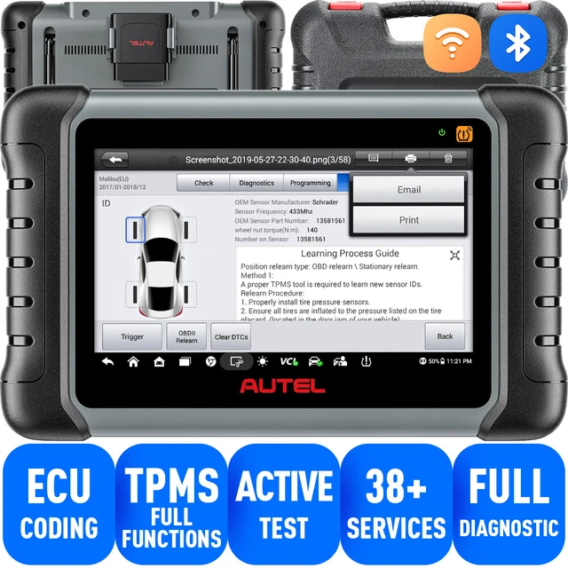 Apparecchio diagnostico professionale Autel MP808S-TS PRO OBD2 TUTTI I SISTEMI programmatore chiave RDK