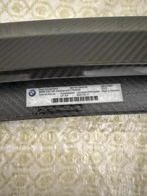 BMW PERFORMANCE GENUINE Rear Spoiler Carbon E92 3 Series 51622159805  £279.99 - PicClick UK