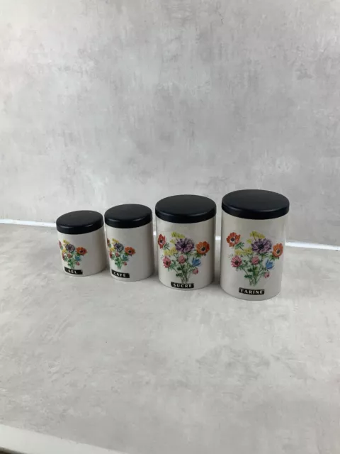 Beau lot de 4 boites à condiments épices, farine, sucres, café, sel en plastique