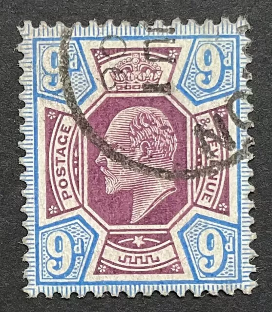 GB Edward VII 9d value CDS used and unshaded (catalogue value £60).