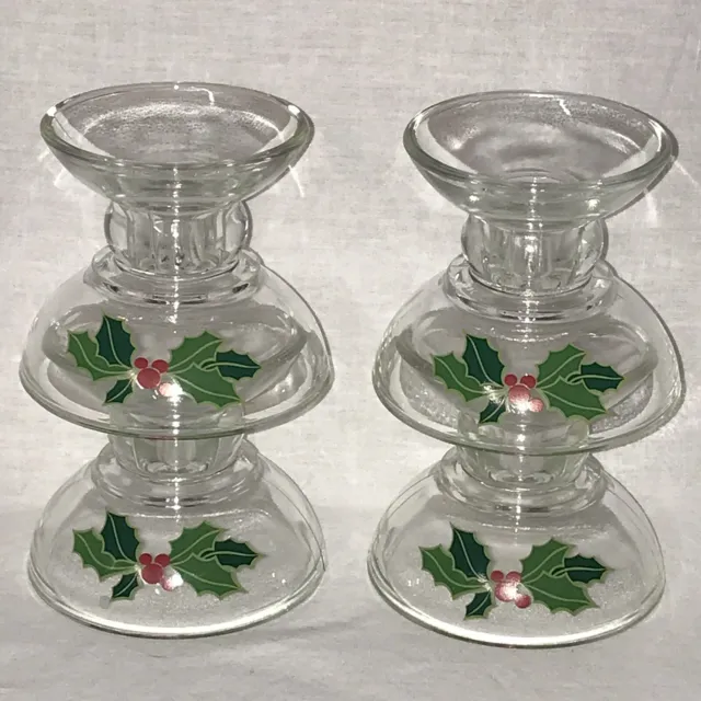 4 portavelas de vidrio navideño AVON de colección colección navideña 1981