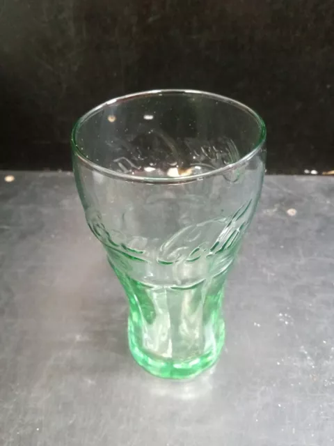 Genuine Coca-Cola Green Glass Small cup, Vintage Coke   4.5" 6 oz.