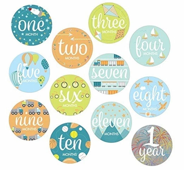 Infant Monthly Belly Stickers Baby Boys Milestone Photo First Year Set
