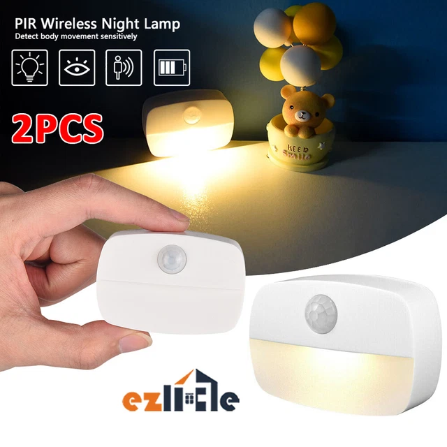 BATTERY POWERED PIR Closet Stair Light Motion Sensor LED Night Light ...