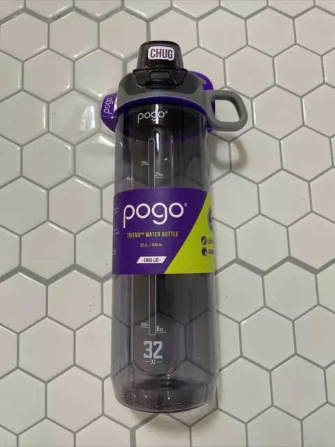 Pogo BPA-Free Tritan Plastic Water Bottle with Chug Lid, 32 Oz, Grey