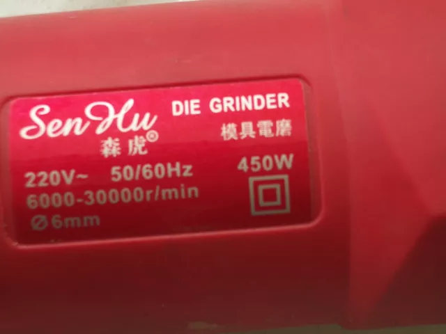 SENHU Die Grinder 450  Watt 220 Volt.Plus Jig for Holding .