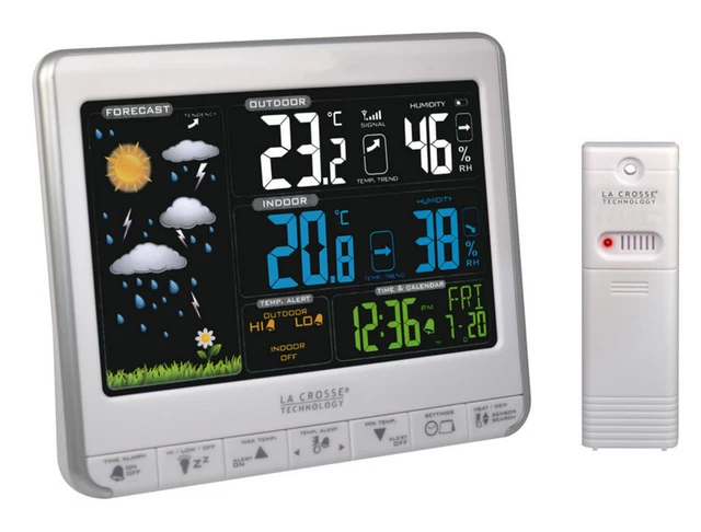 la crosse technology station météo sans fil avec écran lcd couleur ws6826whisil