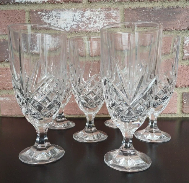 GODINGER DUBLIN SHANNON Crystal Footed Iced Tea Water Goblets Heavy Set