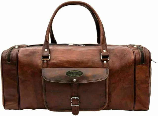 Bag Leather Travel Men Duffel Luggage Gym S Vintage Weekend Brown Genuine New