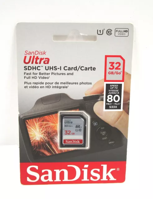 SANDISK Ultra SDHC UHS-I MemoryCard 32GB 80MB/S - NEW