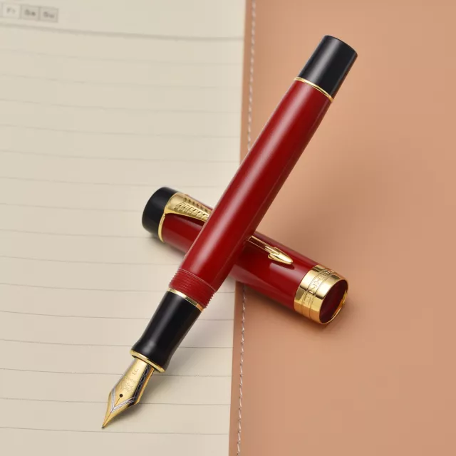 Pluma estilográfica de resina roja oscura Jinhao 100 EF/F/M/pluma doblada pluma regalo oficina regalo bolígrafo de tinta