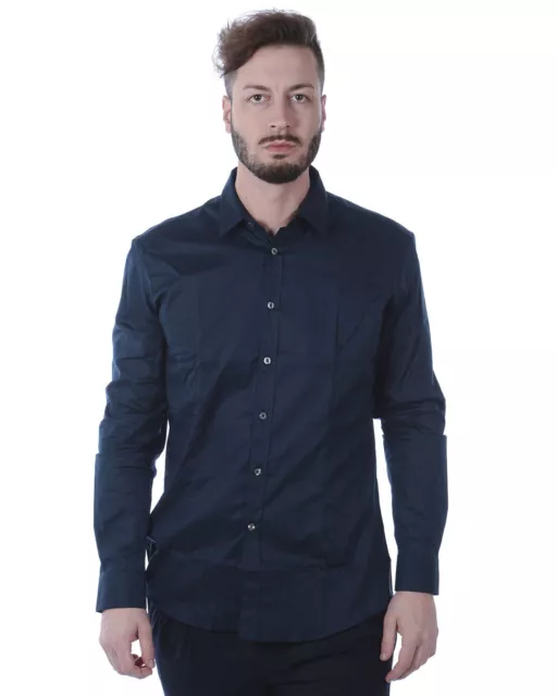 Camicia Daniele Alessandrini Shirt Cotone Uomo Blu C1507B7513700 23