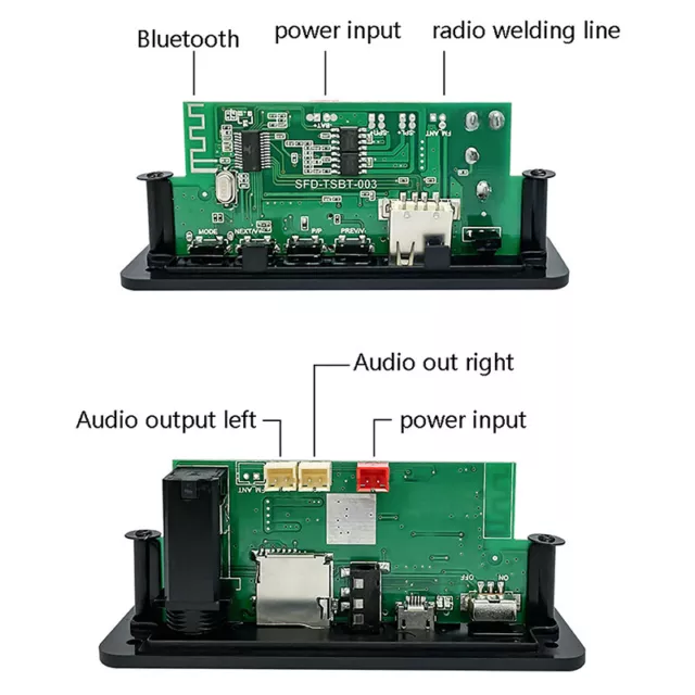 10W 6W Bluetooth -Verstärker mp3 Decoder Board Mikrofonauto MP3 -Player F1