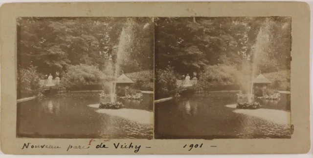 Neue Parc De Vichy Frankreich Foto Stereo Vintage Citrat 1901