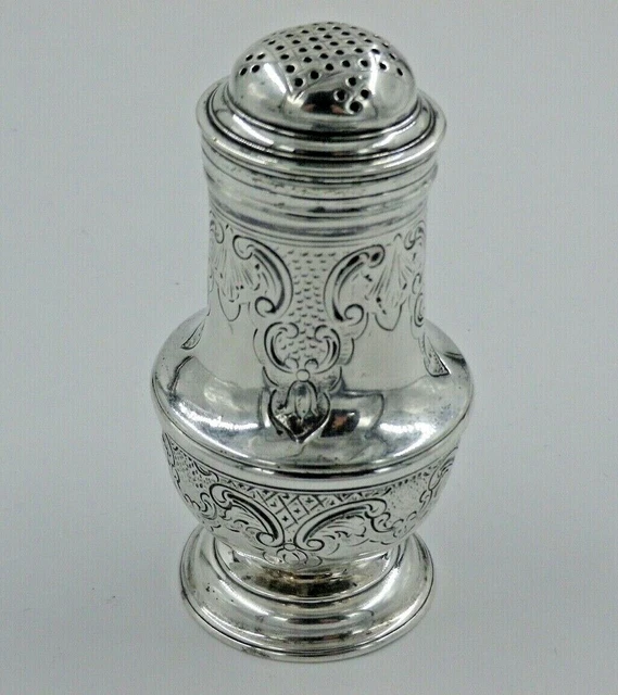 Georgian II 1744 Antique Solid Silver Pounce Shaker Pepper Pot (2035/9/EGBT