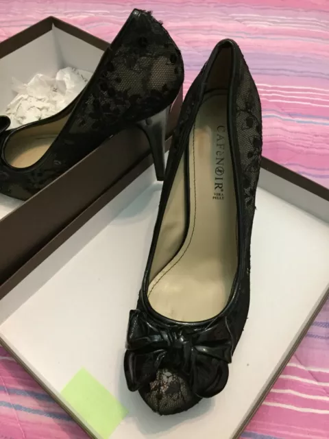 Scarpe Décolleté Cafè Noir 40 con pizzo e fiocco nere - tacco 8