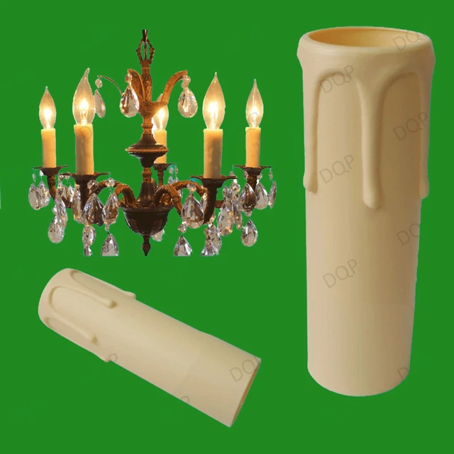 Lot De 5 Douilles E27 Rétro Ø 43 Mm Avec Goutte - Blanc Vintage Pour Lustre Et Lampe - Dimensions 60 Mm