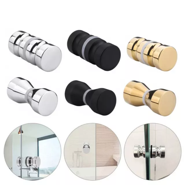 Back-to-Back Glass Door Knob Puller Push Handle Bathroom Shower Aluminum Alloy