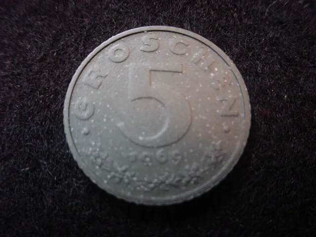 Austria 1969 Five Groschen Coin, Proof Condition, KM 2875 2