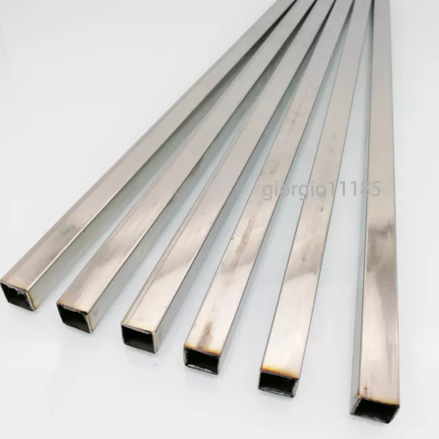 6 pz tubo quadrato acciaio inox lungo 0,5 mm parete 304 10 mm x 10 mm 12"