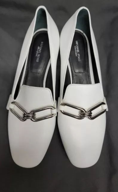 Michael Kors Collection Lennox Leather Loafers Optic White Size IT 37 NEW