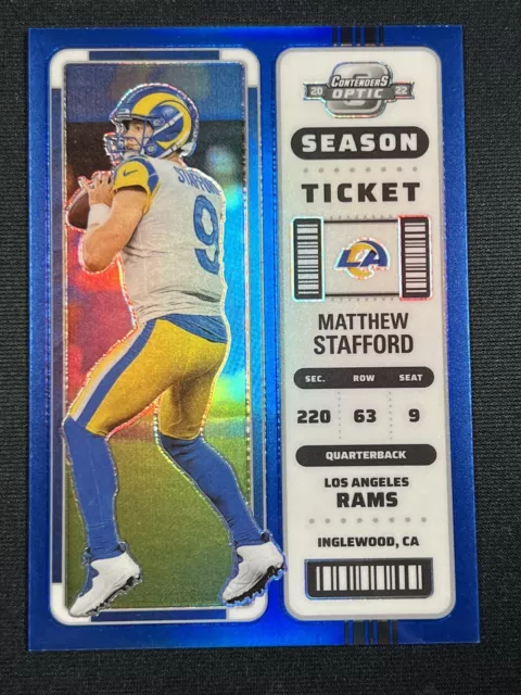 2022 Panini Contenders Optic Matthew Stafford Blue Prizm #78/99 Rams