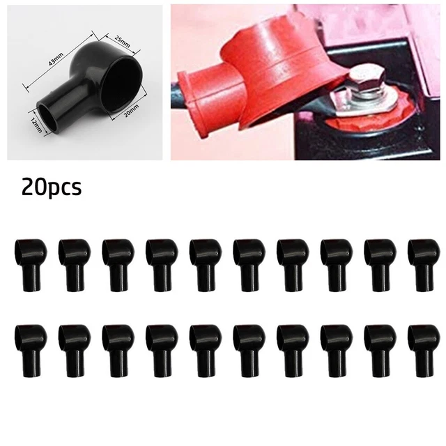 20x/Set Battery Terminal Cover Boots Insulating Protective Lug Cap 12x20mm Black