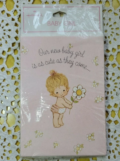 Vintage Pack of 10 Hallmark Birth Announcements Baby Girl New Cute as they come
