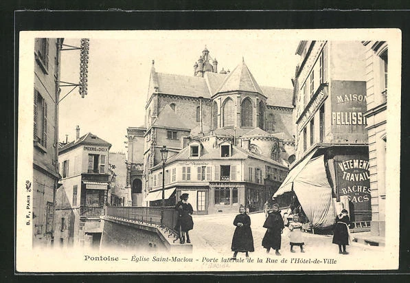 CPA Pontoise, Eglise Saint-Maclou, Porte laterale de la Rue de l´Hotel-de-Ville