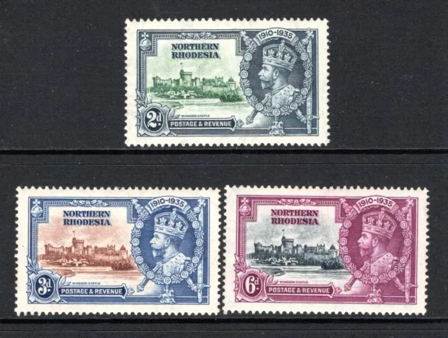 (720)     Northern Rhodesia KGV 1935 Silver Jubilee 2d to 1s SG19-21 M/Mint