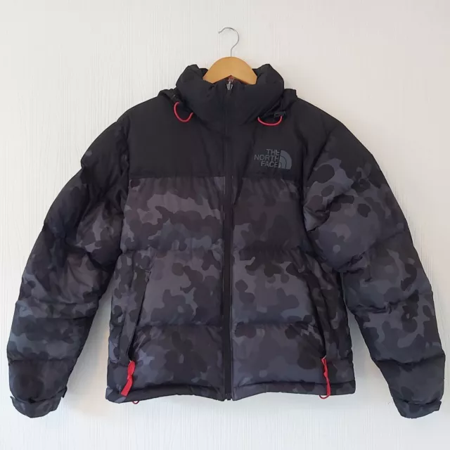 NORTH FACE 700 puffer jacket mens camo XS nuptse hood black grey great condition