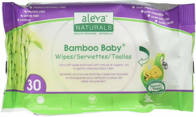 Bamboo Baby Wipes by Aleva Naturals, 30 wipes