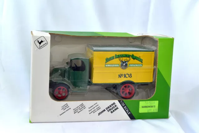 ERTL John Deere Truck Bank 1/38 1926 Mack Bulldog Delivery Van Deere Implement