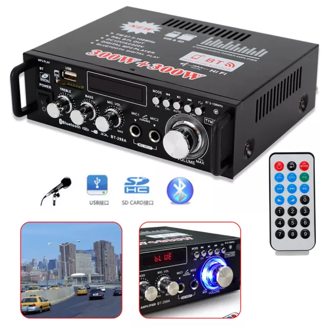 BT-298A Mini HiFi Stereo Amplifier Digital Power Amplifier FM w/ Remote Control!