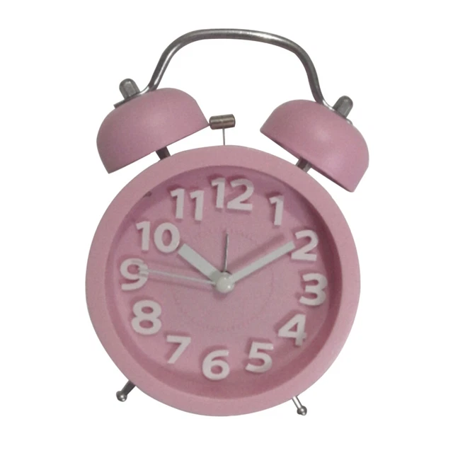 Lindo creativo redondo reloj de escritorio campana pequeño despertador para casa sala de estar