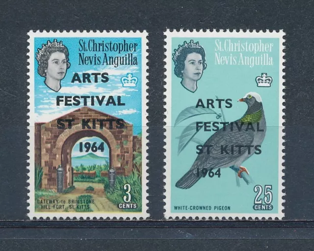 St Kitts & Nevis  161-2 MNH, Arts Festival Overprint, 1964