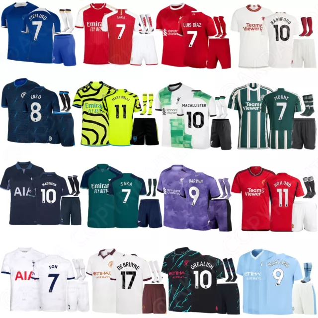 2023-24 New Adults Kids Kits Boys Training Suits Short Shirt+Sock Sports Sets UK