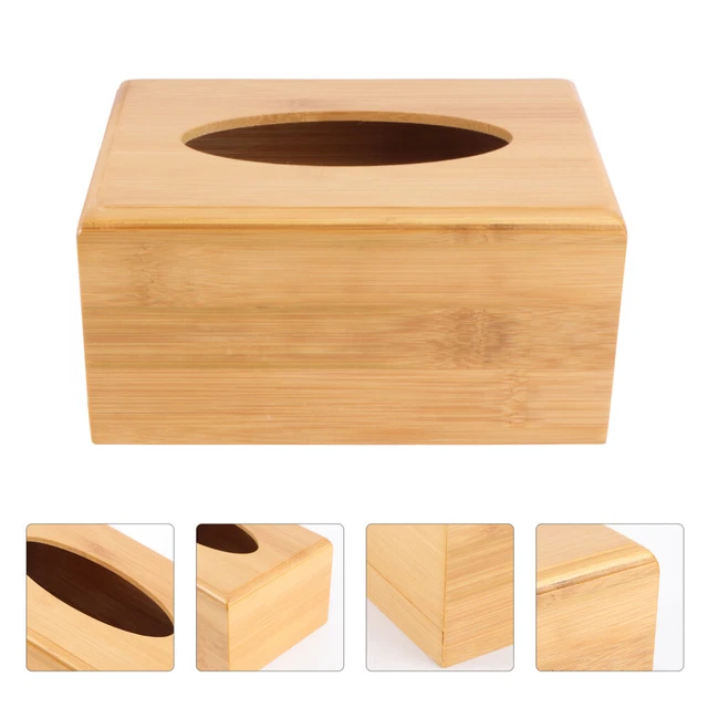 Caja de tela de madera de bambú vintage dispensador de tejidos caja de papel