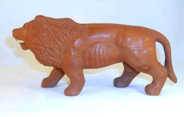 Vintage Hand Carved Wood Wooden Folk Art Lion Figure Moving and Growling