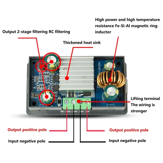 Convertisseur DC Buck Boost Régulateur Tension Variable 0.5-30V 4A Avec Affichage LCD - Labo DIY - 2