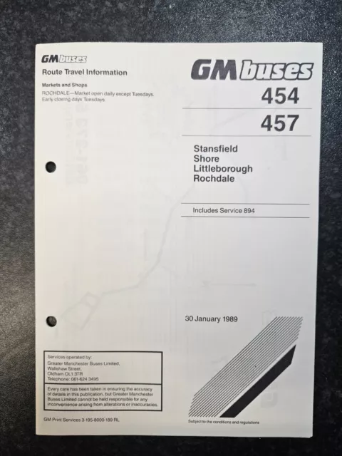 GM Buses Greater Manchester Area Transport  Bus Timetable Leaflet 454 BAQ3.100