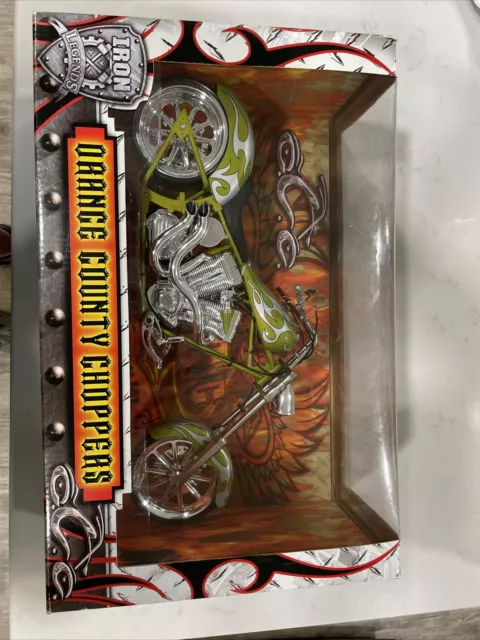 Orange County Choppers Iron Legends Green Silver Emerald Flame Motorcycle 13"