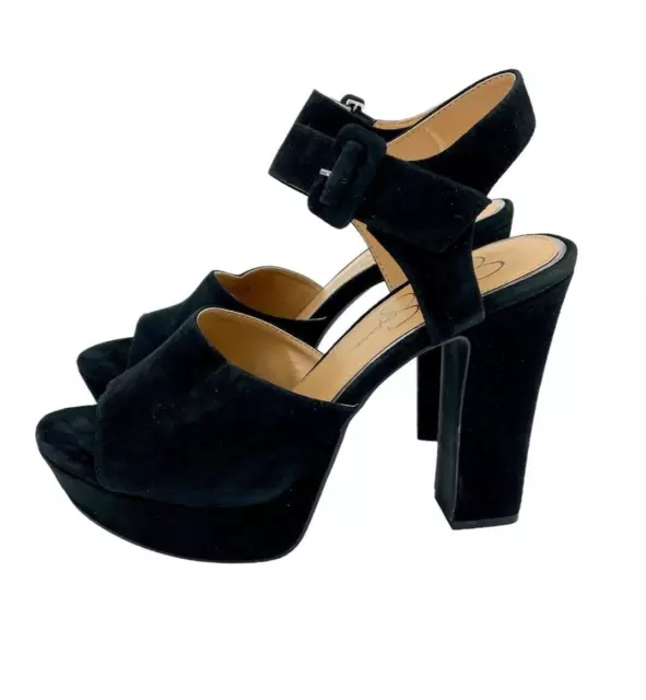 Jessica Simpson Naenia Block Heel Platform Heel Sandal Black suede SZ 9 SH31 2