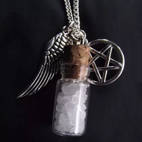 Angel Wing Pentagram Salt Bottle Pendant Supernatural Protection Necklaces 3