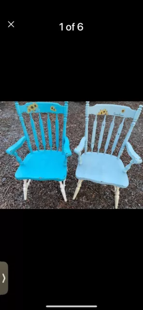 Pair Of Handpainted Ethan Allen Wood Chairs